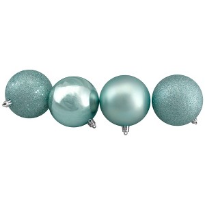 Northlight Shatterproof 4-Finish Christmas Ball Ornaments 3.25" (80mm) - Mermaid Blue - 32ct - 1 of 4