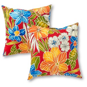 Kensington Garden 2pk 17"x17" Square Outdoor Throw Pillows - 1 of 4