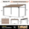 Gazebo for Patio,Large Wall Mounted Gazebos Pergola with Metal Frame, Hard Top Lean to Pergola, Outdoor Patio Lean to Metal Awnings Gazebos - 3 of 4
