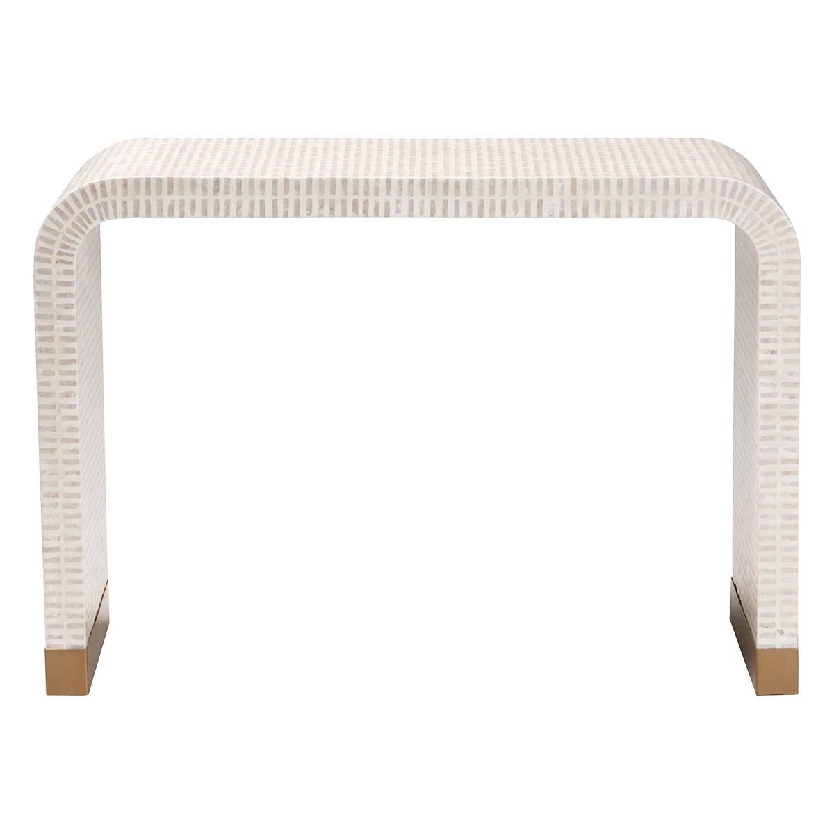 bali & pari Carlyn Mother of Pearl Capiz Shell Console Table Beige/White/Gold - thumbnail 6