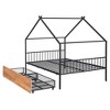 CAVINAS Full-Size Bed Frame with Storage, Full Size Bed Frame Kids, House-Shaped Metal Platform with Twin Size Trundle, Black - 4 of 4