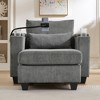 37.4" Corduroy Convertible Chaise Lounge Sofa with USB Ports and Cup Holders - 2 of 4