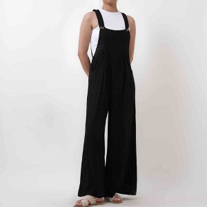 Women's Wide Leg Overall- Breathable Viscose/Linen Blend with Adjustable Straps Cherie Code - 1 of 4