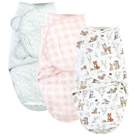 Hudson Baby Infant Girl Quilted Cotton Swaddle Wrap 3pk, Enchanted ...