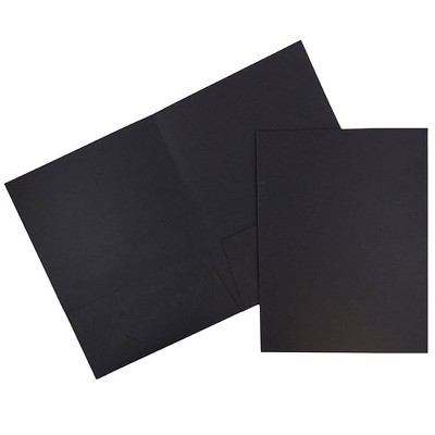 JAM Paper 2-Pocket Presentation Folders Black Linen 100/Box 99594B