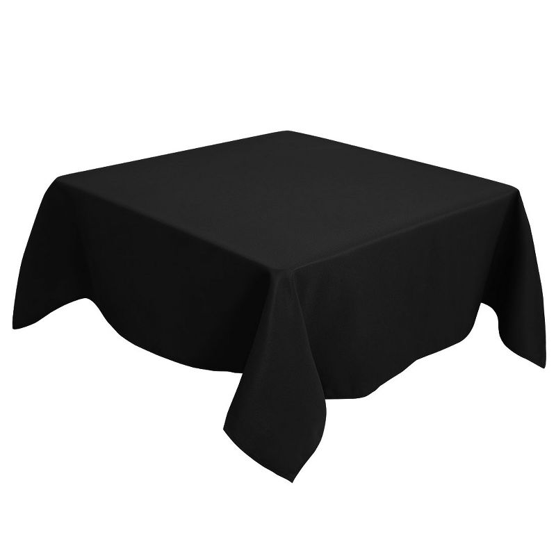 55"x55" Square Polyester Stain Resistant Solid Tablecloths Black - PiccoCasa, 1 of 5