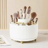 Attop Rotating Makeup Brush Holder - 360° Spinning Cosmetic Organizer with Compartments for Brushes, Lipsticks, Bathroom Bedroom Vanity Storage - 2 of 4