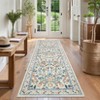Living Room Rug Machine Washable Area Rug Non Slip Farmhouse Floral Rug Low Pile Soft Foldable Rugs - 2 of 4