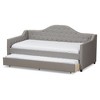 Twin Perry Modern and Contemporary Fabric Daybed with Trundle Light Gray - Baxton Studio: Upholstered Sofa Bed, No Box Spring Needed - 2 of 4