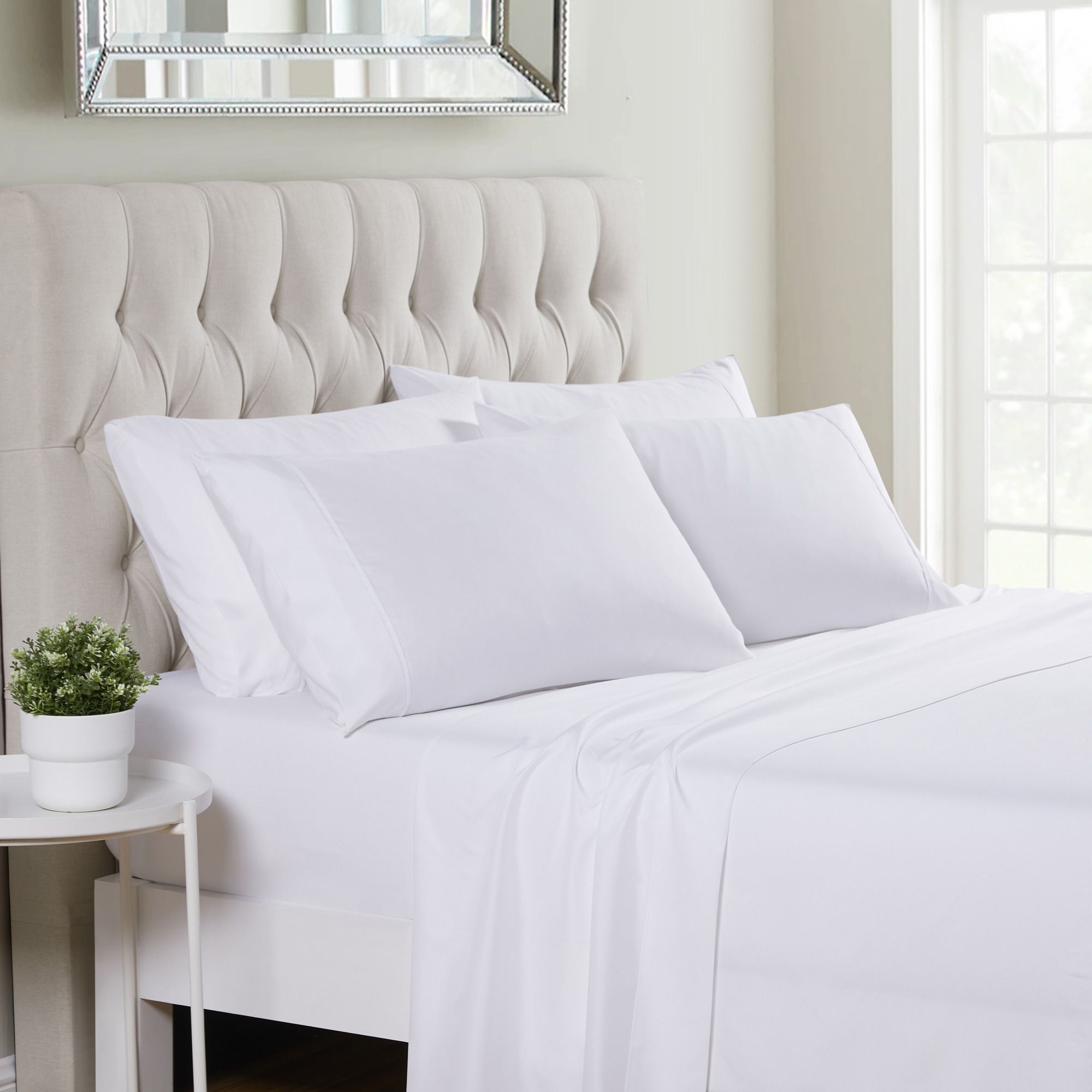 6 Piece Sheet Set, Deluxe Ultra Soft 1500 Series, Double Brushed Microfiber by Sweet Home Collection®- Queen, White