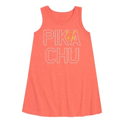 Girls' - Pokémon - Pikachu Logo Style Graphic Sleeveless Aline Dress