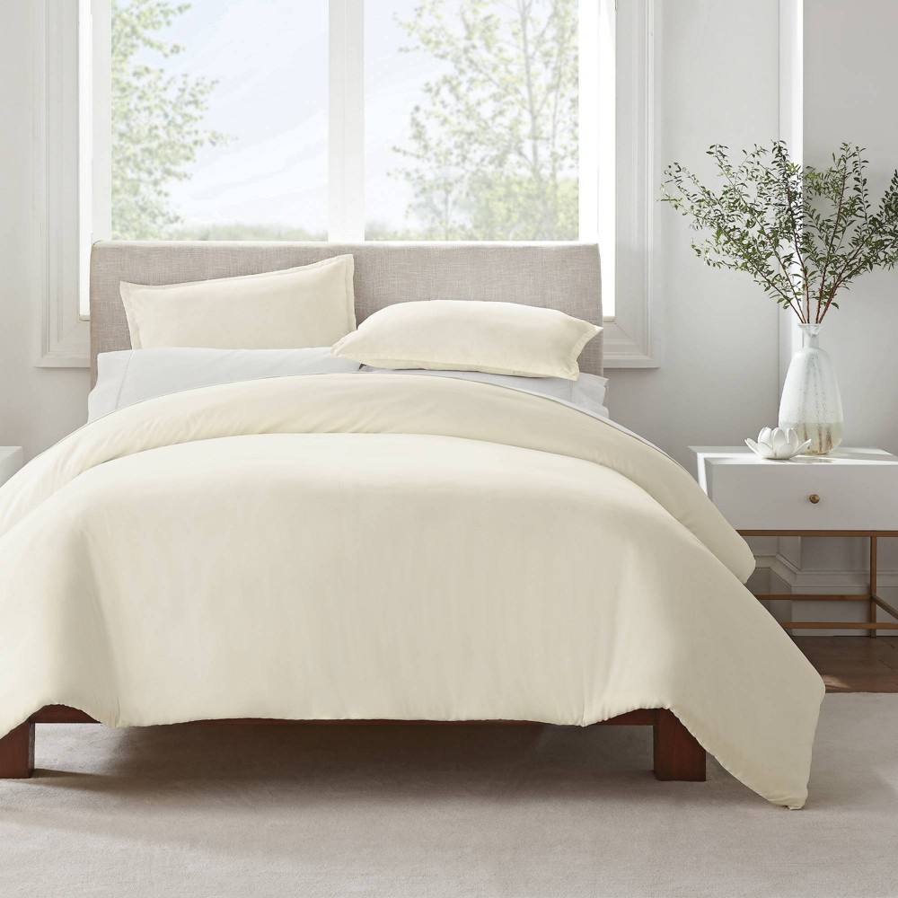 Photos - Bed Linen Serta King 3pc Simply Clean Duvet Set Ivory  