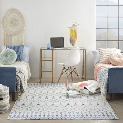 Bohemian Bliss Ivory Geometric 6' x 9' Synthetic Area Rug