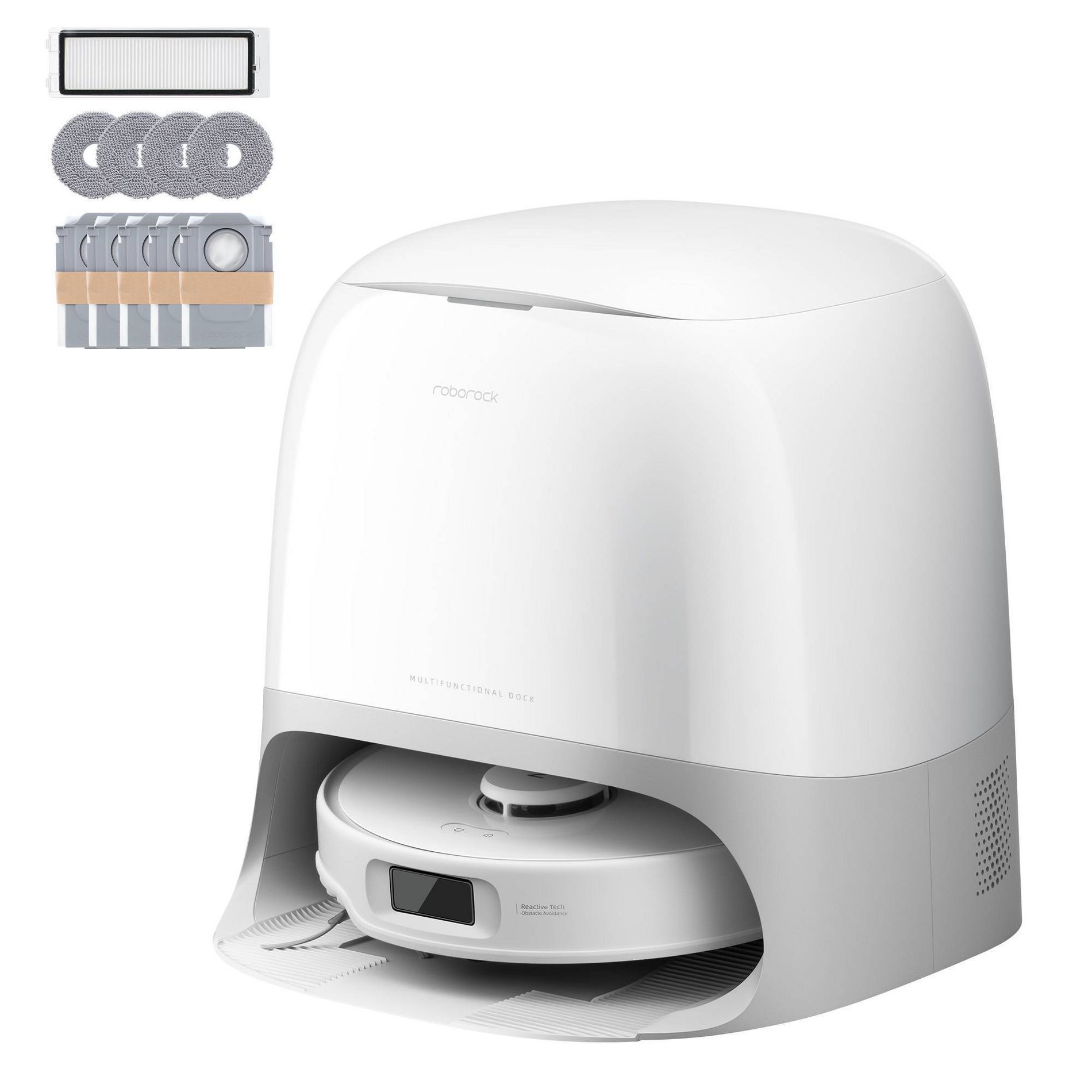 Roborock Qrevo Curv 5A1 Robot Vacuum and Mop with Zero-Tangling Design, FlexiArm Tech & Hands-Free Dock, Auto Mop Lifting, Pet Friendly