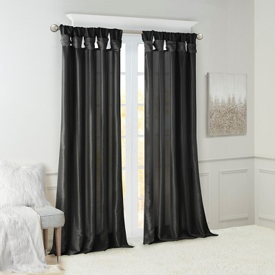 MAYEERTY 50x95" Twist Tab Lined Window Curtain Panel Black