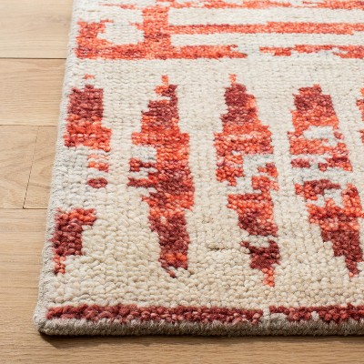 Samarkand Red and Ivory Hand-Knotted Wool Area Rug