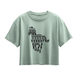 Girls' Instant Message Aztec Horse Short Sleeve Boxy Graphic T