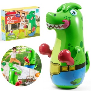 T-Rex Dinosaur Inflatable Punching Bag for Kids Age 3-8 47" Blow Up Bopper Bouncing-Back Indoor Outdoor Sport Toy Christmas Birthday Gift for Boy Girl - 1 of 4