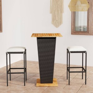 vidaXL 3 Piece Patio Bar Set with Cushions Poly Rattan Black - 1 of 4