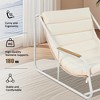 VASIP Set of 3 Outdoor Chaise Lounge Set - Pool Lounge Chairs with Acacia Side Table for Patio, Lawn, Deck and Beach (Beige White) - 4 of 4