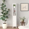Vynxaria 66.92" Tall Bathroom Storage Cabinet in White - Slim Freestanding Cabinet with Adjustable Shelves and Open Compartments for Small Spaces - 3 of 4