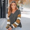 Women's V-Neck Buttoned Striped Long Sleeve Sweater - Cupshe - 4 of 4