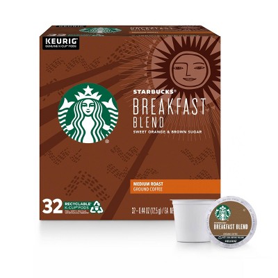 Starbucks Medium Roast K-Cup Coffee Pods — Breakfast Blend for Keurig Brewers — 1 box (32 pods)