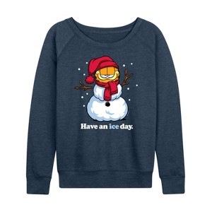 Women's - Garfield - Have An Ice Day Lightweight French Terry Wide Neck Long Sleeve Graphic Shirt - 1 of 4