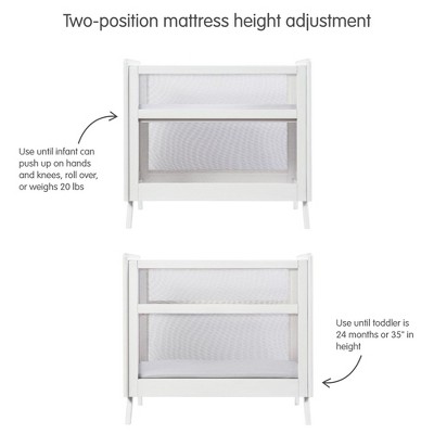 White Wooden and Mesh 2-in-1 Mini Crib with Mattress