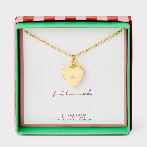 14k Gold Heart Locket outlet on 16 inch Chain