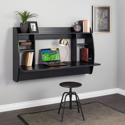 Floating Double Wide Desk Black - Prepac