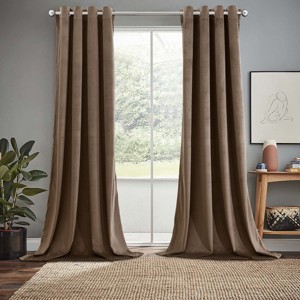 Egyptian Linens Heavyweight Velvet Grommet Curtain Panels (Set of 2) - 1 of 4