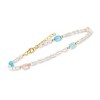Ross-Simons 3-3.5mm Cultured Semi-Baroque Pearl and 2.80 ct. t.w. Multi-Gemstone Anklet in 18kt Gold Over Sterling Size 9 - 3 of 4