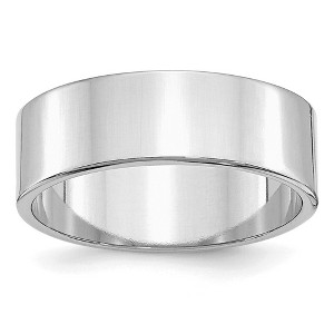 Black Bow Jewelry 7mm Rhodium Plated Sterling Silver Light Flat Comfort Fit Band - 1 of 4
