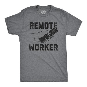 Mens Remote Worker T Shirt Funny Work From Home TV Remote Joke Tee For Guys - Crazy Dog Men's T Shirt - 1 of 4