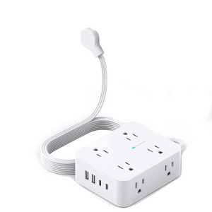 Itopfox Surge Protector Power Strip with 8 Outlets & 4 USB Ports 2 USB C, 5 Ft Extension Cord, 1080J Surge Protection for Home Office Dorm Essentials - 1 of 4