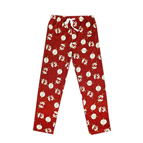 Flash Logo All Over Print Men's Red Sleep Pajama Pants-Medium