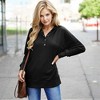 Amaryllis Women's Casual Button V-Neck Hoodie Long Sleeve Relaxed Fit Cozy Pullover with Front Pocket - image 4 of 4