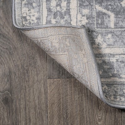 Light Gray/Ivory Synthetic Reversible Rectangular Runner Rug