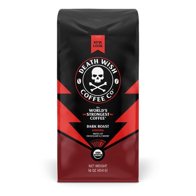 Death Wish Dark Roast Ground Coffee Organic Fair Trade - 16oz