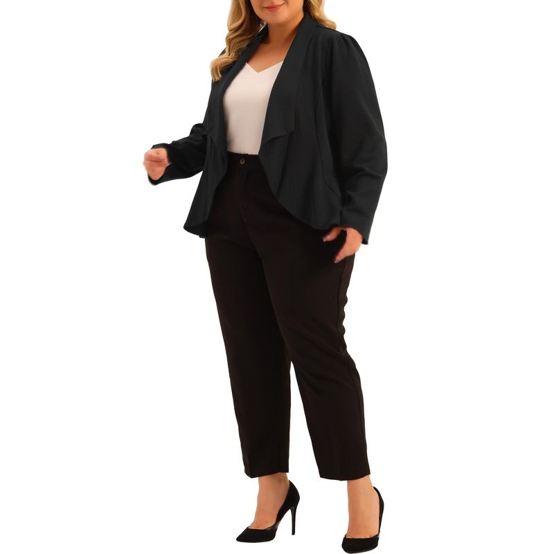 Agnes Orinda Women's Plus Size Ruffle Front Work Long Sleeve Cardigans Jackets, 2 of 6