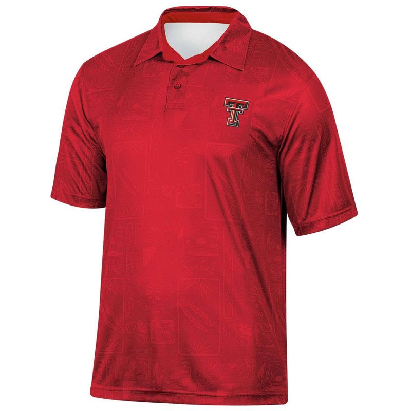NCAA Texas Tech Red Raiders Men&#39;s Tropical Polo T-Shirt, 1 of 4