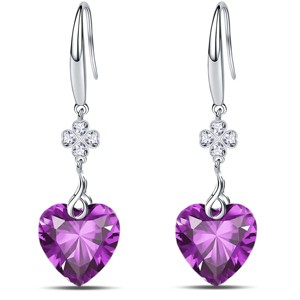 Paaaawaters 925 Sterling Silver 5A Pure Brillant Heart Cut Cubic Zirconia Love Heart Dangle Earrings for Women - 1 of 4