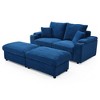 VYNXARIA Loveseat with Ottomans,Corduroy Fabric Modular Sectional Sofa,Comfy Deep Plush Couch with Ottomans and Two Pillows,Blue - 3 of 4