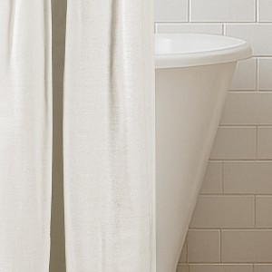 Pleated Button Machine Washable Shower Curtain - 1 of 4