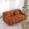 64.98" x 35.83" Boucl¨¦ Marshmallow 2-Seater Sofa with Plush Multi-Density Foam Cushions, Two Pillows and Light Brown Color - 2 of 4