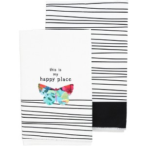 Pavilion Gift Company - Happy Place - Tea Towel Gift Set (2 - 19.75" x 27.5") - Kitchen Textiles - 1 of 4