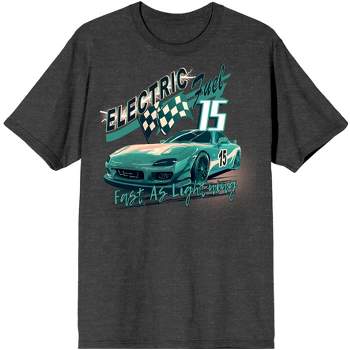 Car Fanatic Race Car Checkered Flag Fast As Lightning Men's Charcoal Heather Graphic Tee