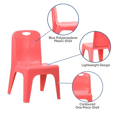 Red Plastic Stackable Preschool Chairs with Handle, Set of 2