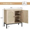 Rattan Cabinet with 2 Rattan Doors, Set of 2,Adjustable Shelves and Tall Metal Tube Legs, Wooden Storage Cabinet for Hallway, Entryway, Living Room - 3 of 4